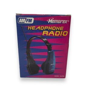Vintage 90s Memorex AM/FM Headphone Radio Translucent Blue 224TRB